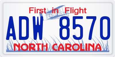 NC license plate ADW8570