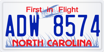 NC license plate ADW8574