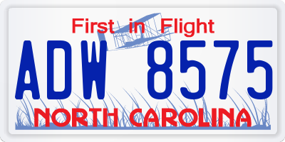 NC license plate ADW8575