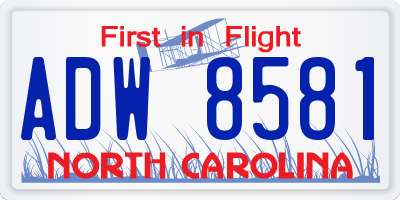 NC license plate ADW8581