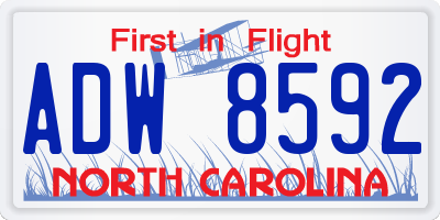 NC license plate ADW8592
