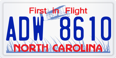 NC license plate ADW8610