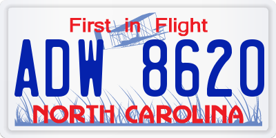 NC license plate ADW8620