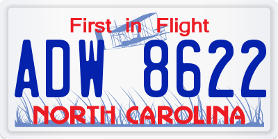 NC license plate ADW8622