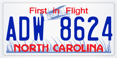 NC license plate ADW8624