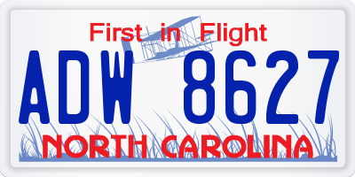 NC license plate ADW8627