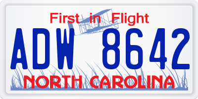 NC license plate ADW8642