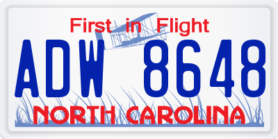 NC license plate ADW8648