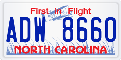 NC license plate ADW8660