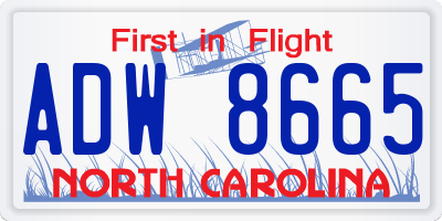 NC license plate ADW8665