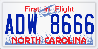 NC license plate ADW8666