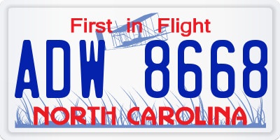 NC license plate ADW8668