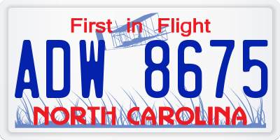 NC license plate ADW8675