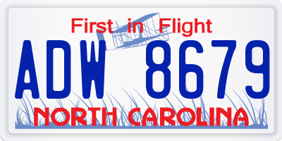 NC license plate ADW8679