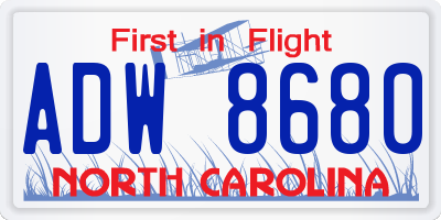 NC license plate ADW8680