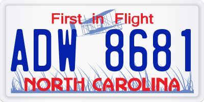 NC license plate ADW8681