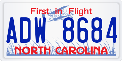 NC license plate ADW8684