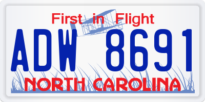 NC license plate ADW8691