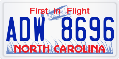 NC license plate ADW8696