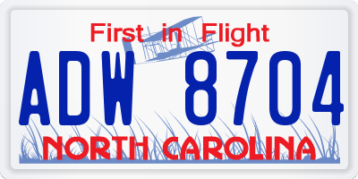 NC license plate ADW8704