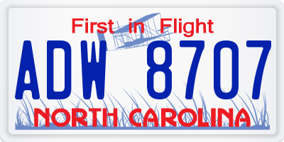 NC license plate ADW8707