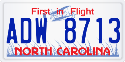 NC license plate ADW8713