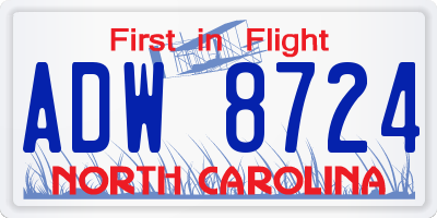 NC license plate ADW8724