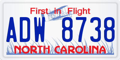 NC license plate ADW8738