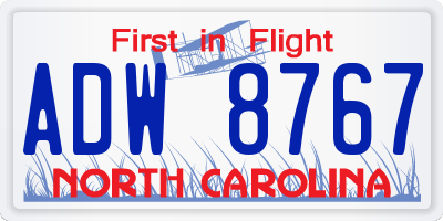 NC license plate ADW8767