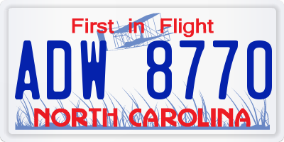 NC license plate ADW8770