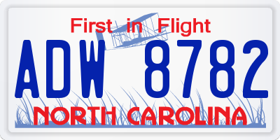 NC license plate ADW8782