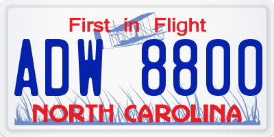 NC license plate ADW8800