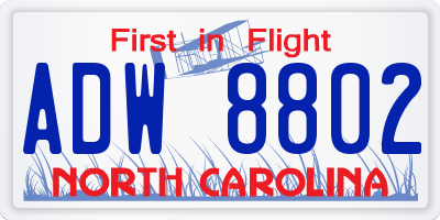 NC license plate ADW8802