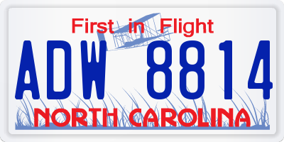 NC license plate ADW8814
