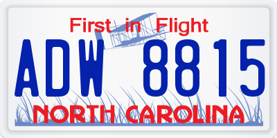 NC license plate ADW8815