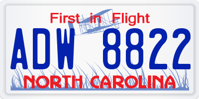 NC license plate ADW8822