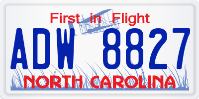 NC license plate ADW8827