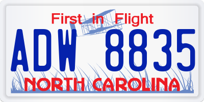 NC license plate ADW8835