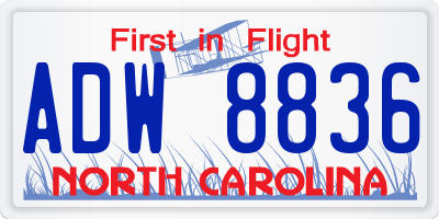 NC license plate ADW8836