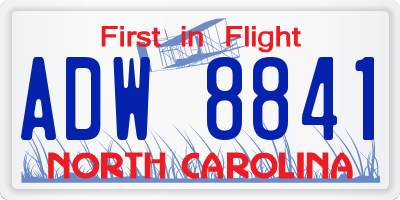 NC license plate ADW8841