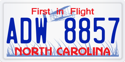 NC license plate ADW8857