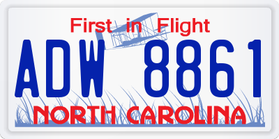 NC license plate ADW8861