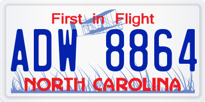 NC license plate ADW8864