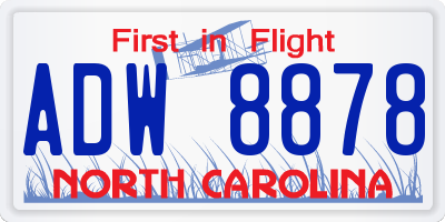 NC license plate ADW8878