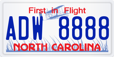 NC license plate ADW8888