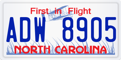 NC license plate ADW8905