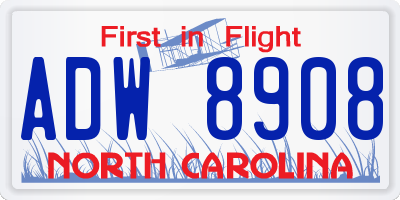 NC license plate ADW8908