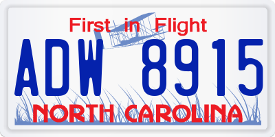 NC license plate ADW8915
