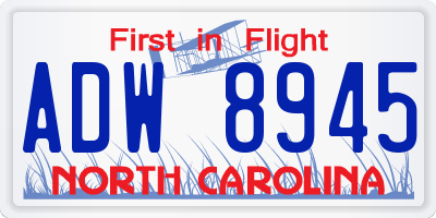 NC license plate ADW8945
