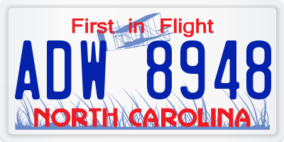 NC license plate ADW8948